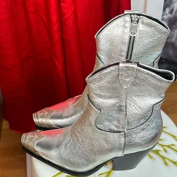 Free People Brayden Western Boot in Pewter/ size 37 1/2 - Picture 8 of 12